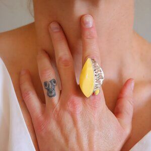 Butterscotch Amber Ring in Sterling Silver | Handmade
